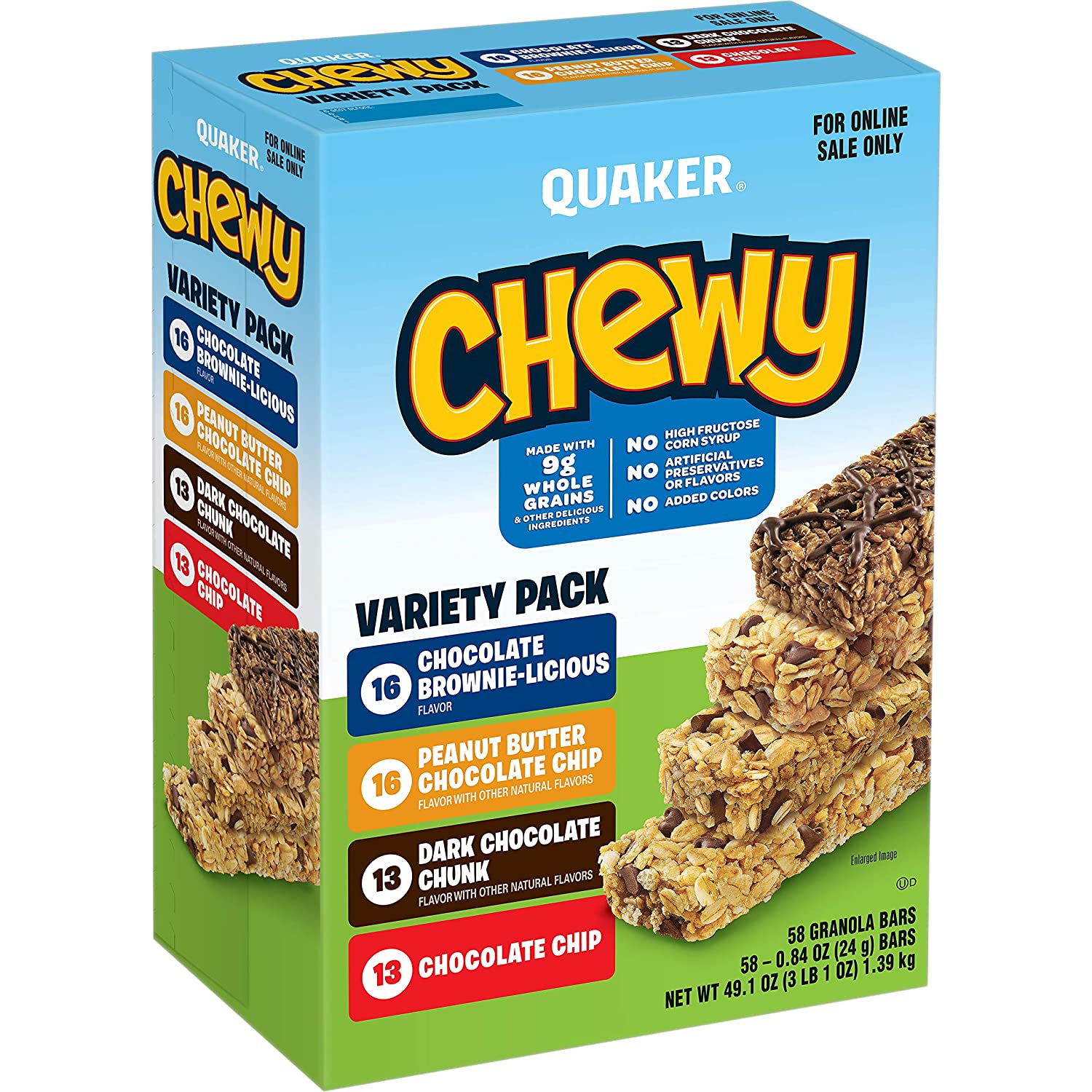 58-Ct Quaker Chewy Granola Bars (Variety Pack) $9 w/ S&S + Free Shipping w/ Prime or on $25+