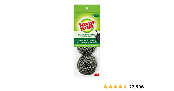 Scotch-Brite Stainless Steel Kitchen and Household, Steel Cleaning Dishes, 3 Scrubbers, Count - $1.8