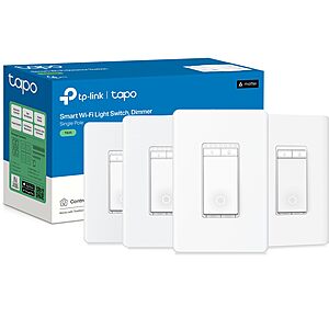 4-pk TP-Link Tapo "Matter" Smart Wi-Fi Light Dimmer Switch ($11.25/switch) $44.99