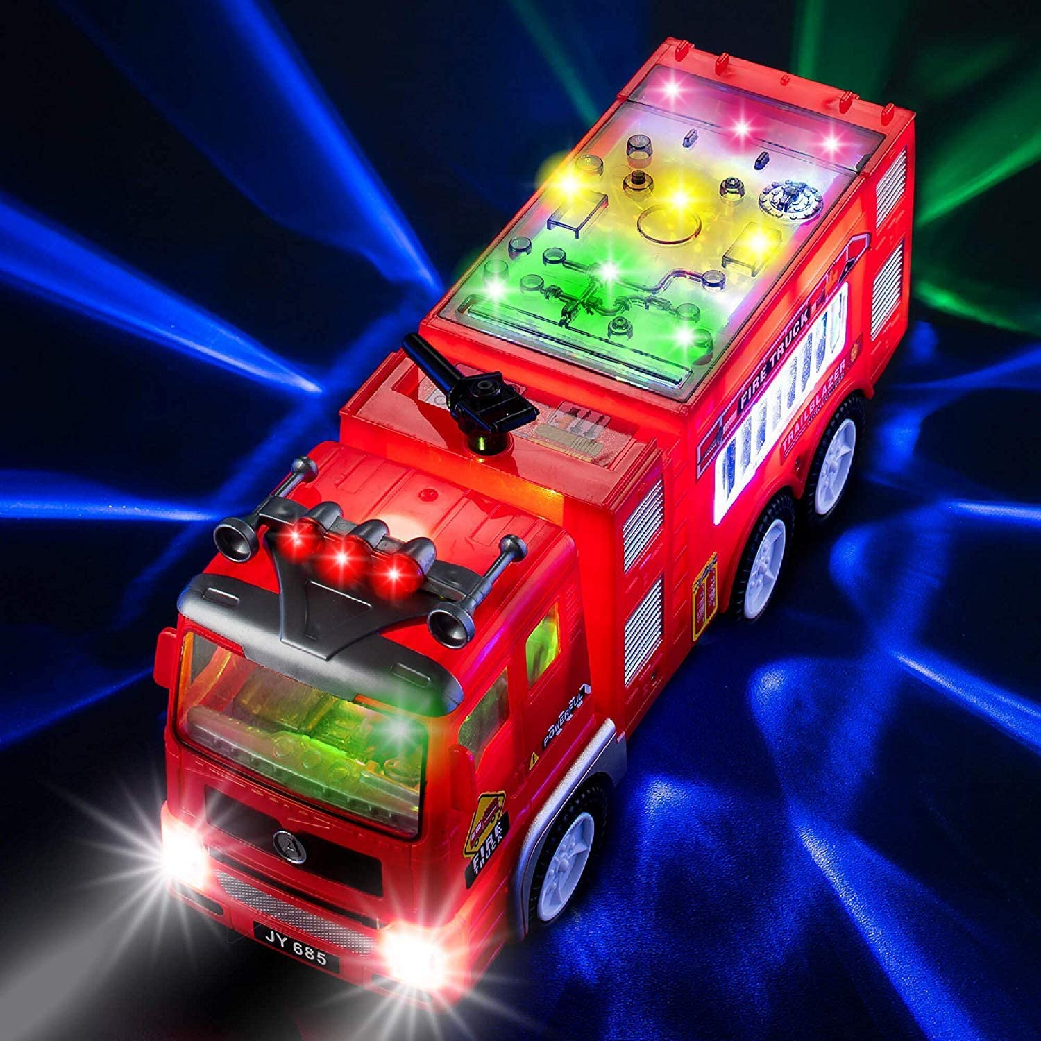 Amazon.com: Electric Fire Truck Kids Toy - with Bright Flashing 4D Lights & Real Siren Sounds
