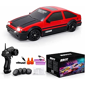 Amazon:Remote Control Car RC Drift 2.4GHz 1:24 Scale 4WD 15KM/H High Speed Model Vehicle with LED Lights Drifting Tire Racing Sport Toy 2Pcs Rechargeable Batteries