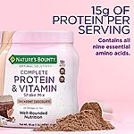 Nature's Bounty Complete Protein &amp; Vitamin Shake Mix with Collagen &amp; Fiber,Vanilla or chocolate 16 Oz;  Buy 2 for $6.56 after 15% S&amp;S, multi-buy and 40% coupon