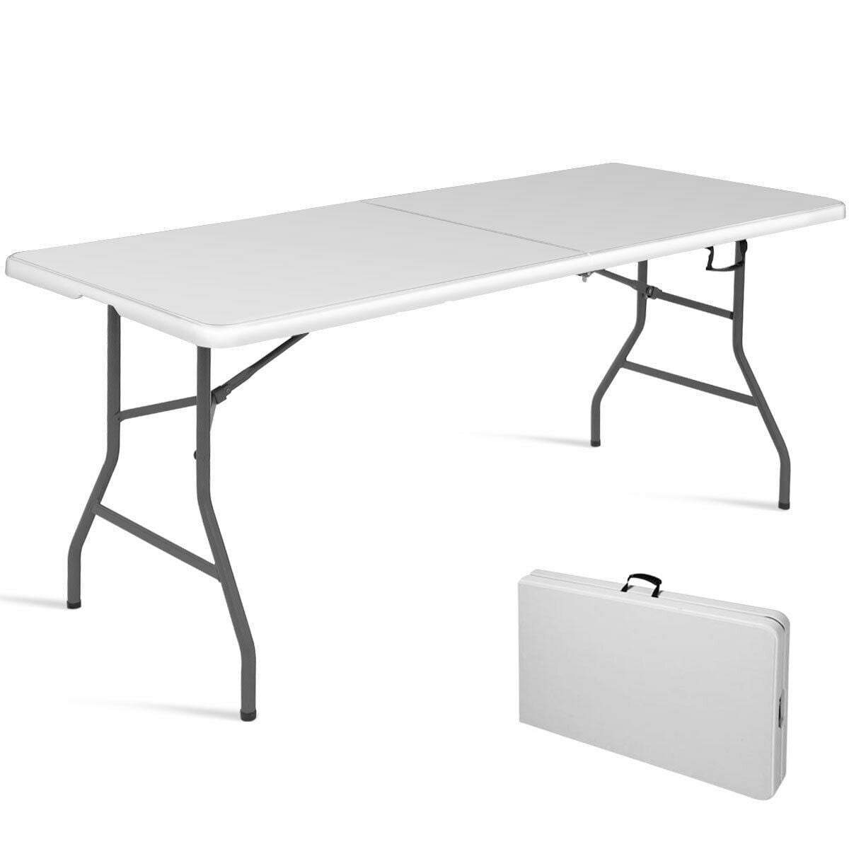 Costway 6  Folding Table Portable Plastic Indoor Outdoor Picnic Party Dining Camp Tables $69.99 @Walmart