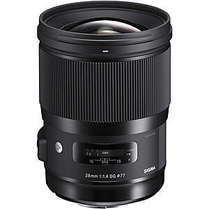 Sigma 28mm f/1.4 DG HSM Art Lens for Canon EF, Nikon F and Sony E Mount $  549.00 @B&H Deal Zone