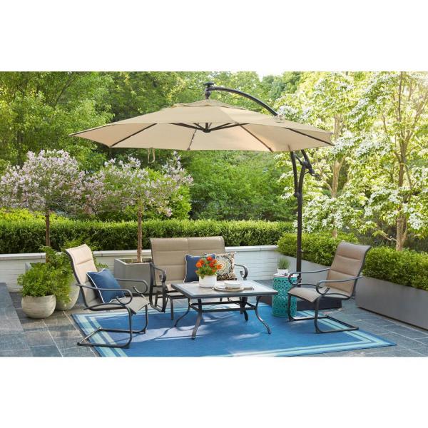 11 ft. Aluminum Cantilever Solar LED Offset Outdoor Patio Umbrella $400