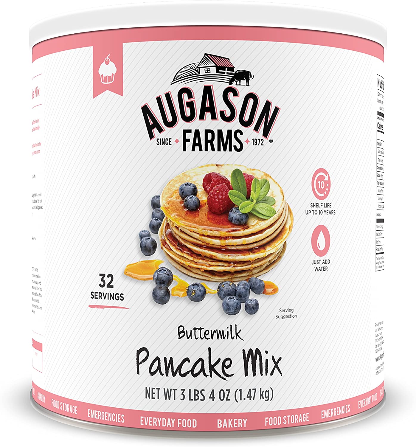 Augason Farms Buttermilk Pancake Mix 3 lbs 4 oz No. 10 Can - Amazon - $7.32
