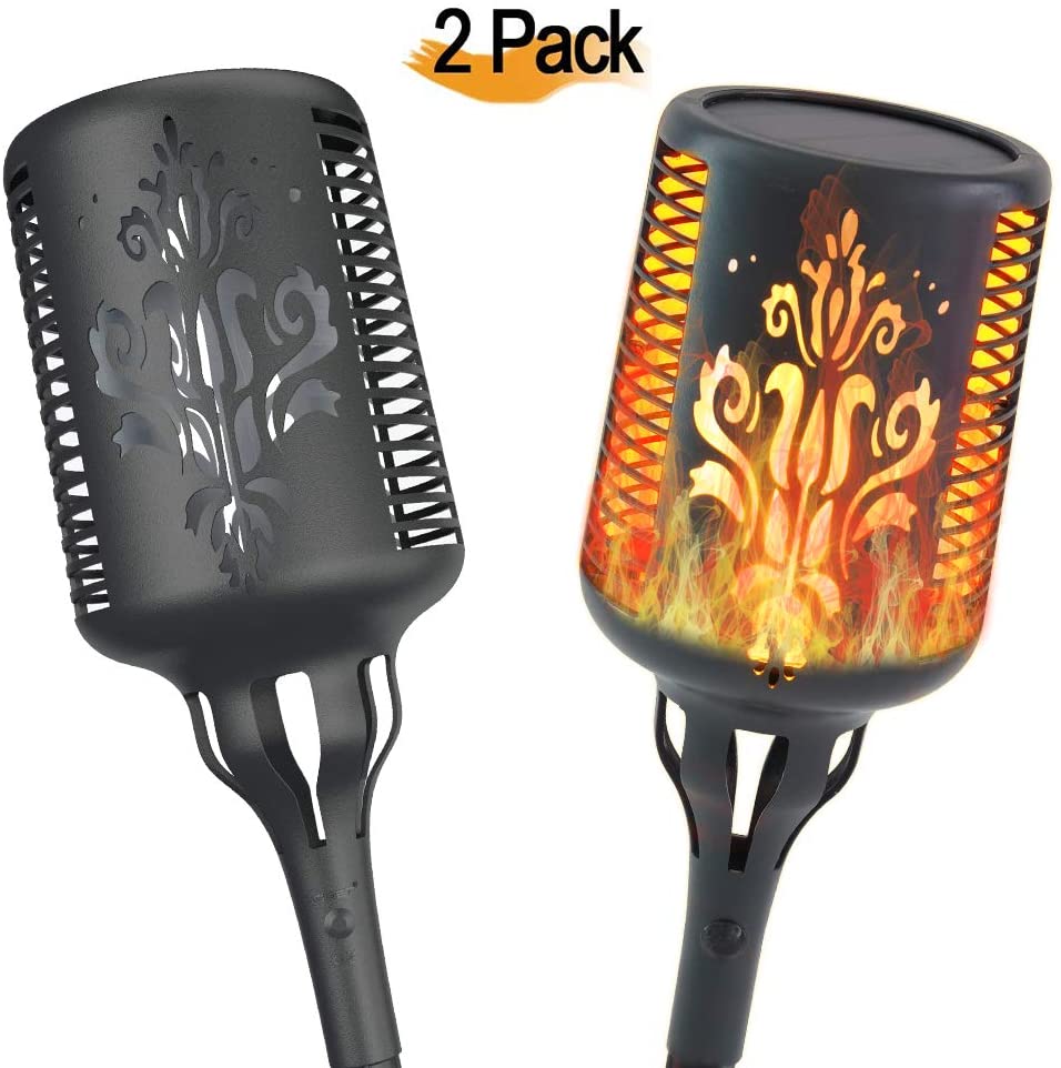 2 Pack Solar Lights Solar Flame Torch Lights Outdoor Waterproof Landscape Decoration Lighting Dusk 18 49 Fs