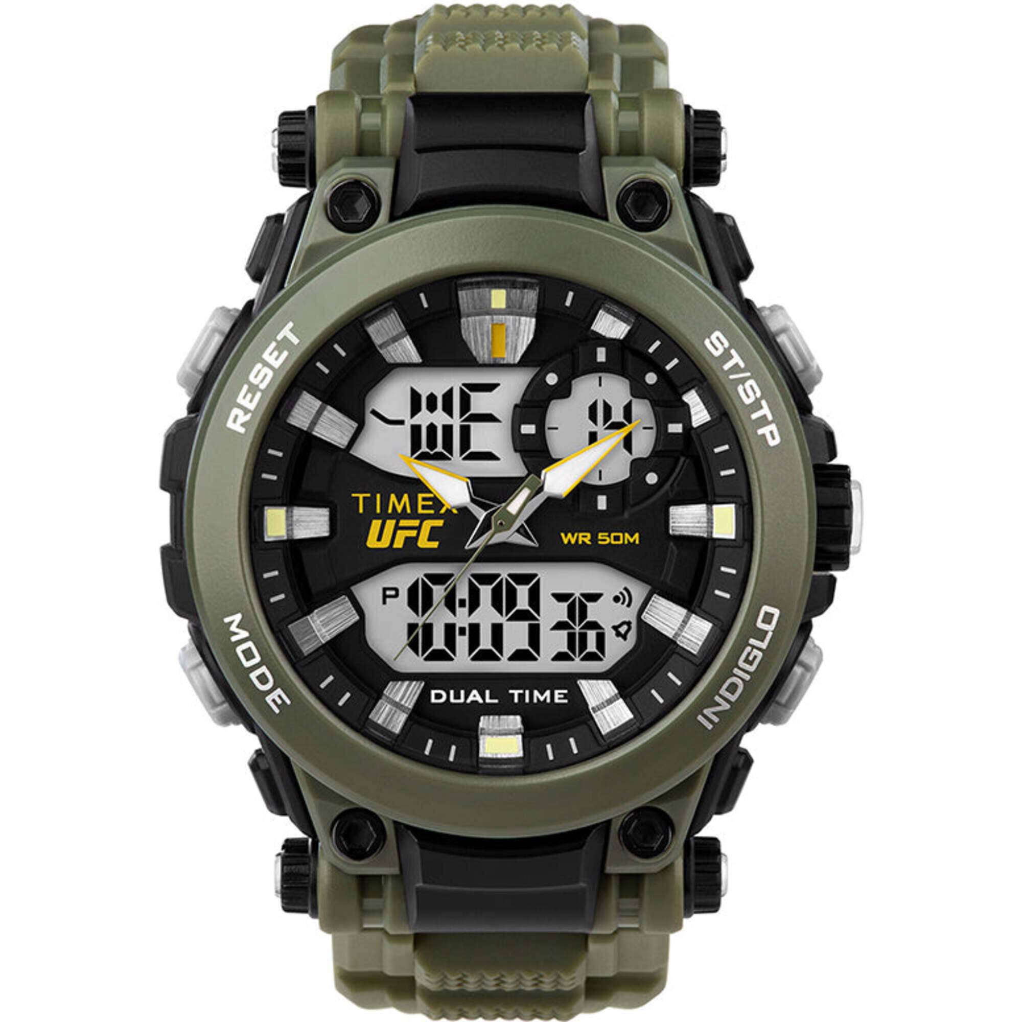 Timex Men's Watch - UFC Impact Analog-Digital Black Dial Green Strap | TW5M52900JT $30.56