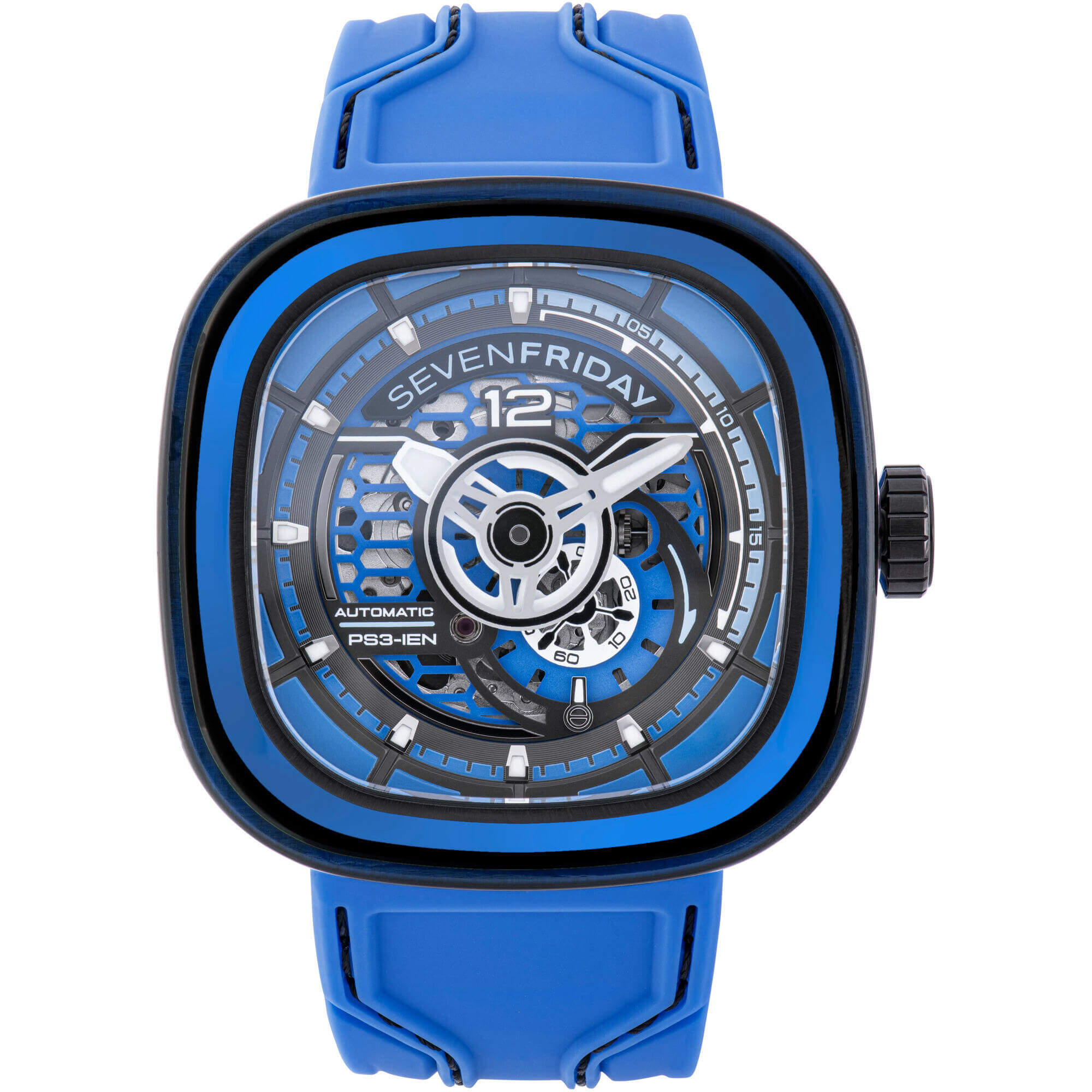 SevenFriday Men's Watch - PS Series CCB Semi-Skeleton Dial Silicone Strap | PS3-04 $799.99