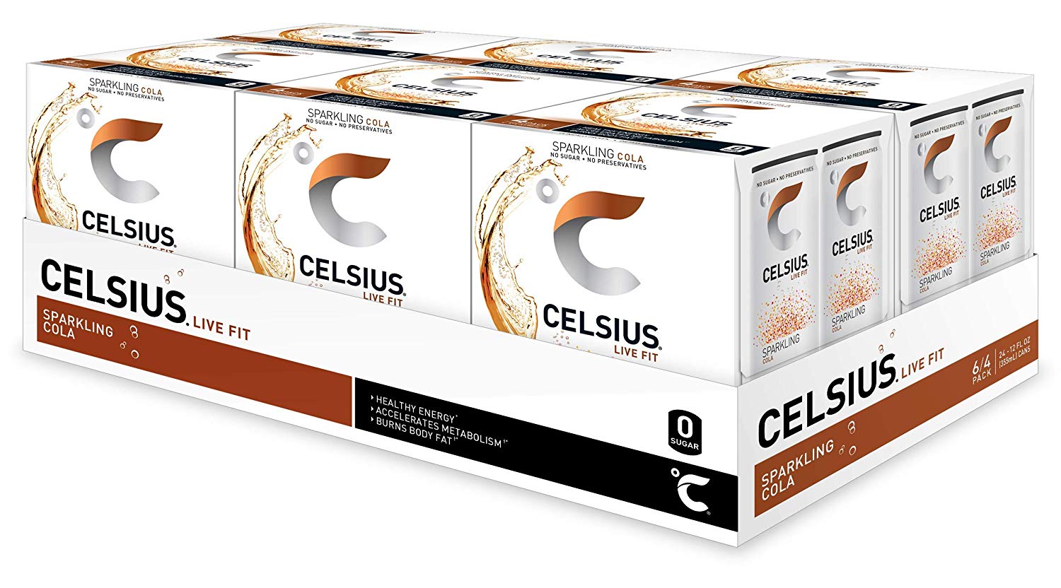 Celsius Sparkling Cola Fitness Drink Zero Sugar 12oz Slim Can 4
