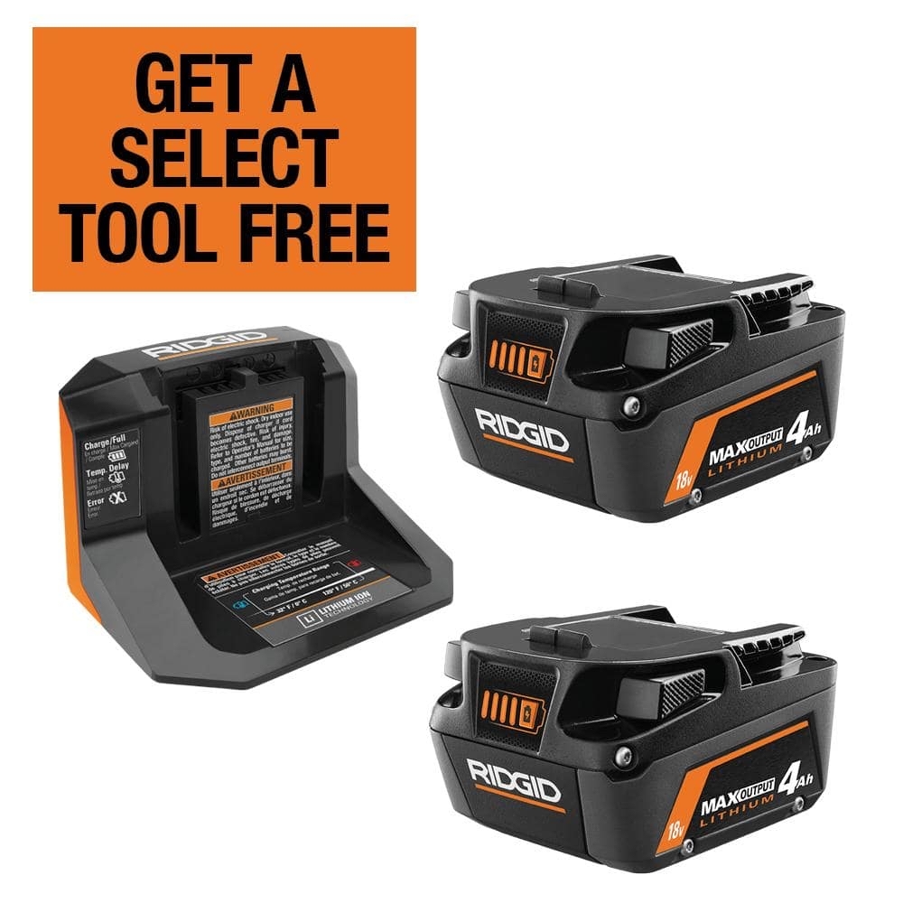 Ridgid 18V Max Output starter kit with 2 4Ah batteries and charger YMMV ...