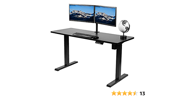 VIVO Electric Height Adjustable 60 x 24 inch Stand Up Desk, Black Solid One-Piece Table Top, Black Frame, Standing Workstation with Push Button Controller, DESK-KIT-E5B6B