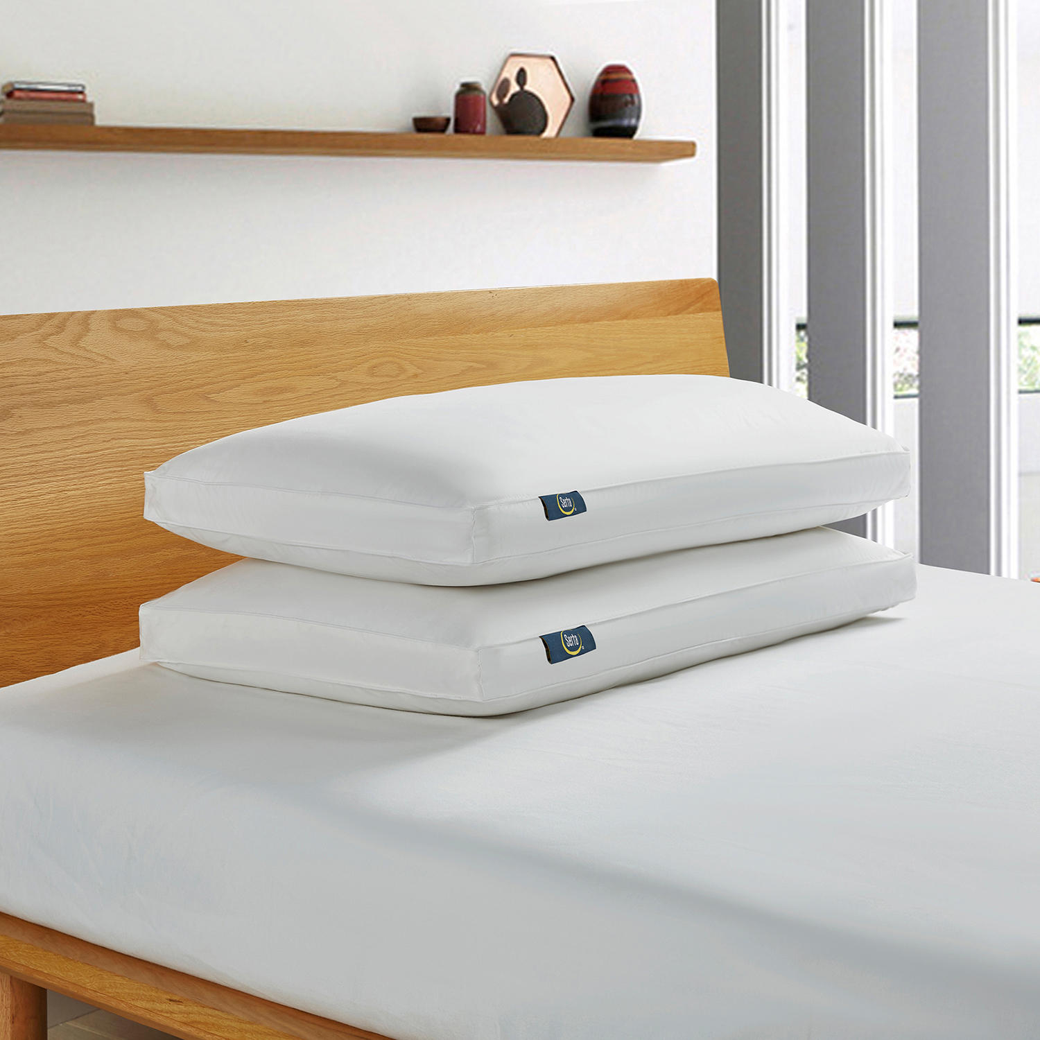 Serta White Goose Feather And Down Fiber Side Sleeper Pillow (2 Pack) JUMBO $24.98
