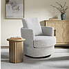 Studio Living Everest Modern Swivel Accent Chair, Ivory Fabric