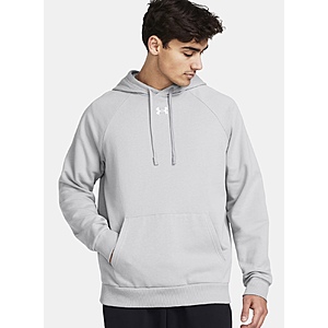 Under Armour Men's UA Rival Fleece Hoodie (Mod Gray / White) .25 & More + Free Shipping