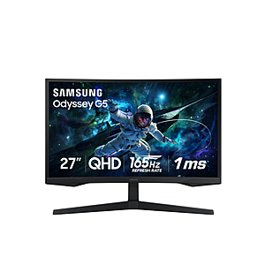 SAMSUNG 27” Odyssey G55C QHD 165Hz 1ms(MPRT) Curved Gaming Monitor - $179 + free shipping