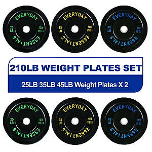 $130 - BalanceFrom Olympic Bumper Plate Weight Plate with Steel Hub, Black, 210 lbs Set - AND MORE