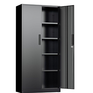 INTERGREAT Black Metal Storage Cabinet,72" Locking Steel Cabinets with 2 Door and 4 Adjustable Shelves - $109.22