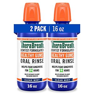 Select Accounts: 2-Pack 16-Oz TheraBreath Healthy Gums Oral Rinse (Clean Mint) 3 for .90 w/ Subscribe & Save + Free Shipping