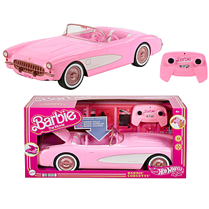 Barbie Hot Wheels RC Corvette from The Movie, Full-Function Remote-Control Toy Car Holds 2 Dolls - $27.99