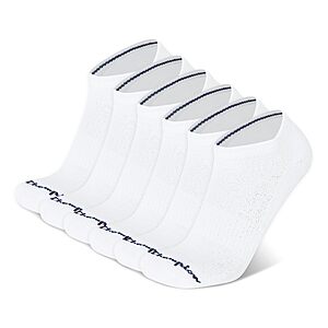 6-Pack Champion Men's Low Cut Beathable Moisture-Wicking Athletic Socks (White) .85 w/ Subscribe & Save