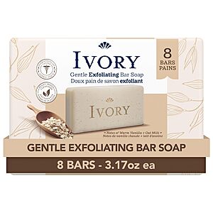 Ivory Exfoliating Bath Bar Soap,3.17 oz (8 Count) - 2 for $12.44