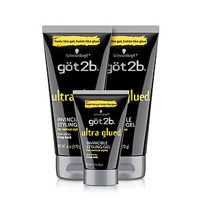 got2b Ultra Glued Invincible Styling Gel Set,6 Fl Oz (2-Tube) + 1.25 Fl Oz Travel Size - $10.17 w/ S&S