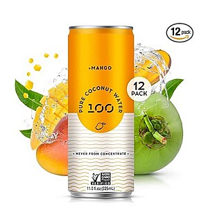 100 Coconuts Mango Flavored Pure Coconut Water,Non GMO,No Preservatives,11 Fluid Ounces (Pack Of 12) - $10.49