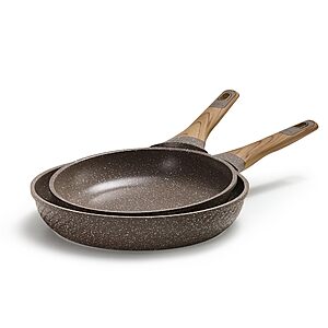 CAROTE Non Stick Frying Pan Skillet Set (9.5"+11", Brown) $20 
