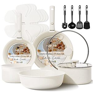 17-pc CAROTE Induction Pots & Pans Set w/ Removable Handle (various) $50 + Free Shipping