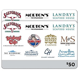 Costco Members - Landry's Multi-Brand Restaurants & More Two $50 eGift Cards ($100 Value) - $69.99