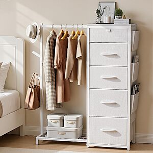 Luxspire Dresser with Hanging Rack, White - $37.49