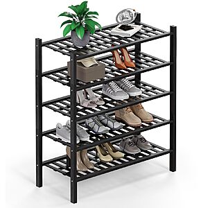 5-Tier Haddockway Bamboo Shoe Rack Storage Organizer $11 