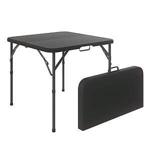 34" Leumius Square Fold-in-Half Plastic Folding Table (Black) $29 