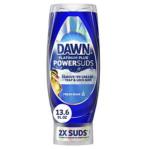 $8.28 + $4 Walmart Cash - Two (2x) Dawn Platinum Plus PowerSuds Liquid Dish Soap, 13.6 oz. EZ-Squeeze Bottle - NET $4.28 ($2.14 each) + AND MORE