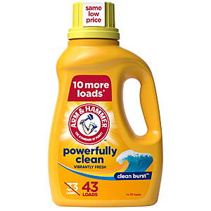 43-Oz Arm & Hammer Liquid Laundry Detergent (Clean Burst) + $2 Walmart Cash $3.85
