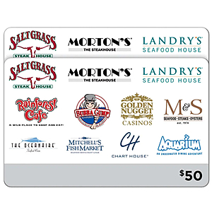 Morton&rsquo;s Steakhouse or Landry's Multi-Brand Restaurants & More, Two $50 eGift Cards ($100 Value) - $69.99