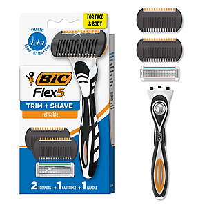 $6.27 + $2 Walmart Cash - BIC Flex 5 Trim and Shave Razor and Trimmer, 1 Handle, 1 Razors, 2 Trimmers