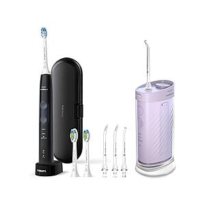 Philips Sonicare Compact Flosser 1000, Purple, ProtectiveClean 5300 Rechargeable Electric Toothbrush and 2PK Compact Nozzle Bundle - $104.99 + free ship w/ Prime
