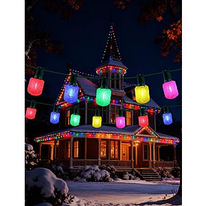Hobbynors Nostalgic Glitter Candies Christmas Lights - UL Certified 25FT Multi-Color T40 LED Light Set - $3.99