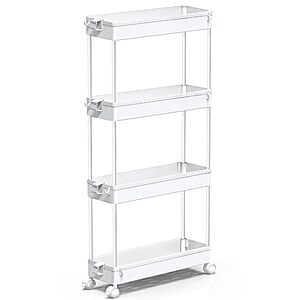 SPACEKEEPER Slim Rolling Storage Cart 4 Tier Bathroom Organizer  (various colors) - $10.79