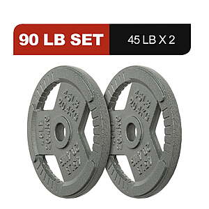 2-Ct 45-Lbs Signature Fitness 2" Cast Iron Weight Plates $50 + Free S&H