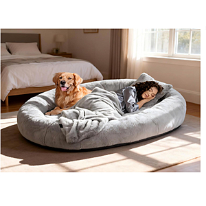 Elevon Human Dog Bed for Adults, 71"x47"x12" Large Size Dog Bed with Soft Blanket & Pillow - $49.99