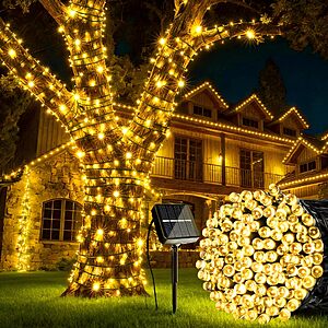 Joomer Solar Christmas String Lights, 39FT 100LED Waterproof Outdoor Lights (3 color options) - $7.99 at Joomer Direct via Amazon