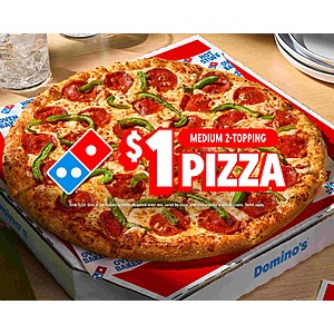 Uber Eats - Select Domino's Pizza Locations, 2-Topping Medium Pizza for $1