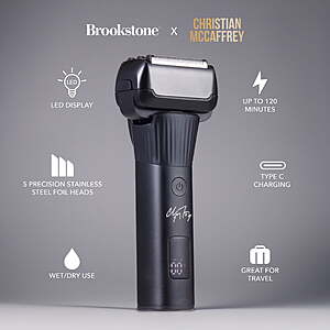 Brookstone Christian McCaffrey Special Edition, Cordless Rechargeable 5 Head Foil Electric Shaver for Men - $9.98