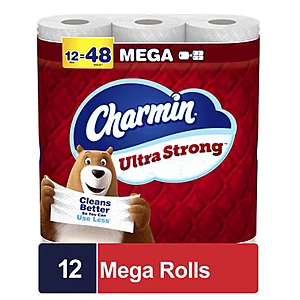12-ct Charmin Ultra Soft/Strong Mega Rolls 4 for $35.40 (after $15 Rebate) + $15 W Cash + Free S&H