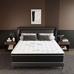 Euro Top Medium Cooling Gel Memory Foam Hybrid 12 in. Bed-in-a-Box Mattress - King/$186.25, Queen//$156.25, Full/$138.75 + free shipping