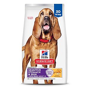 Hill's Science Diet Adult Sensitive Stomach & Skin Large Breed Dry Dog Food, Chicken, 30 lb. Bag - $26.99 AC + S&S