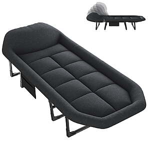 Gianna Adjustable Folding Camping Bed w/ Mattress (3 Colors)